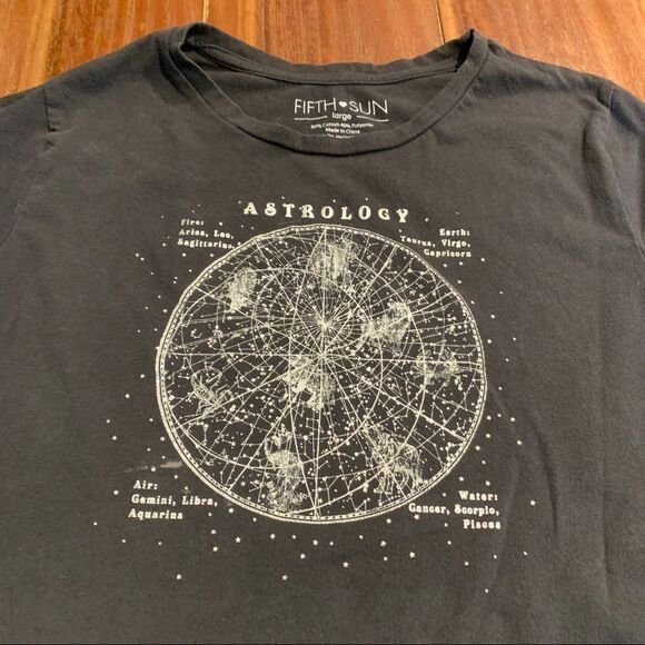 Fifth Sun Astrology Tied Gray T-Shirt Large - Picture 3 of 5